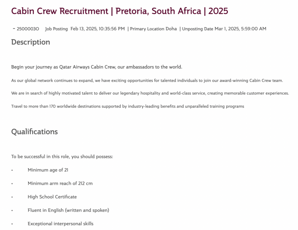 Qatar Airways Career