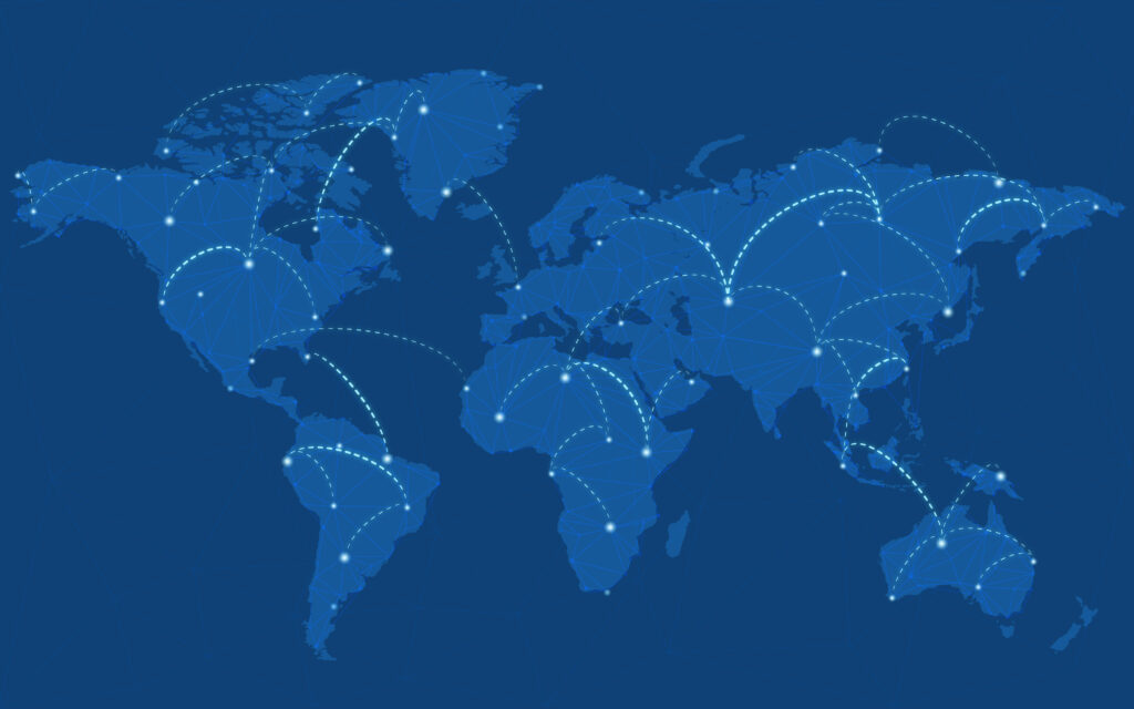 Worldwide connection blue background illustration