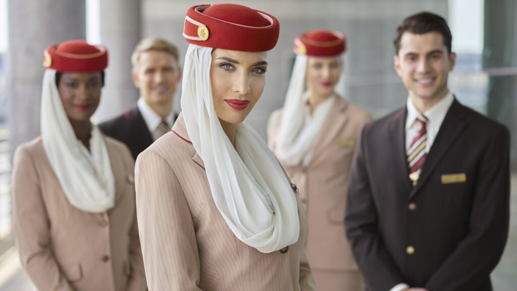 emirates female and male cabin crew