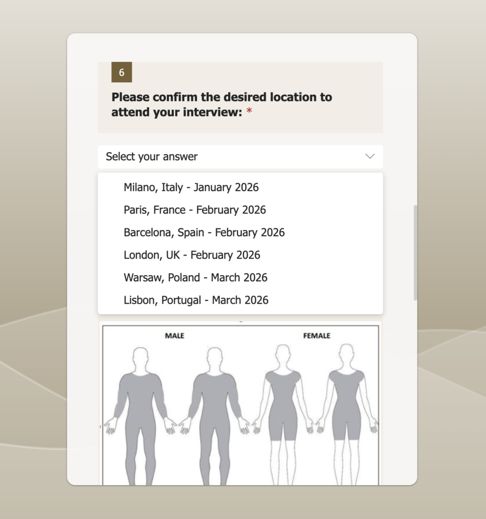 Etihad Airways Cabin Crew Europe CV Drop 2026 registration form