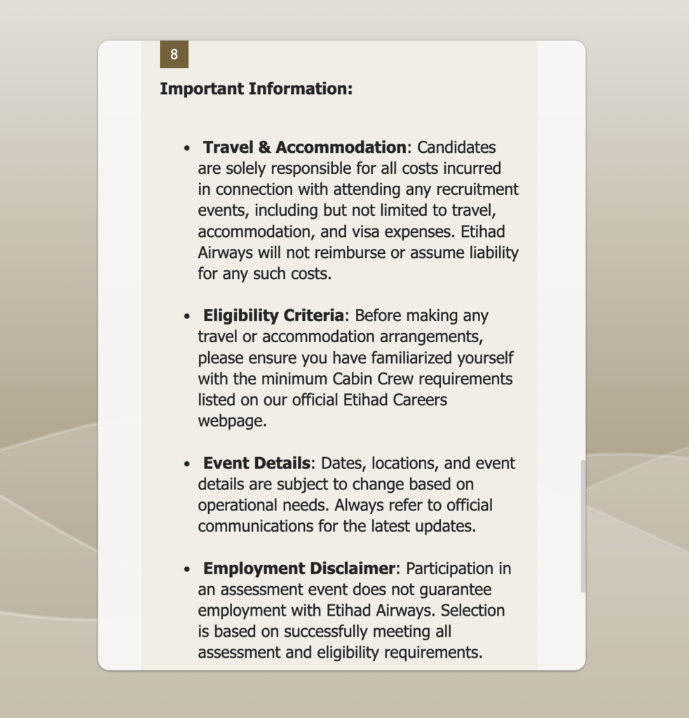 Etihad Airways Cabin Crew Europe CV Drop 2026 registration form